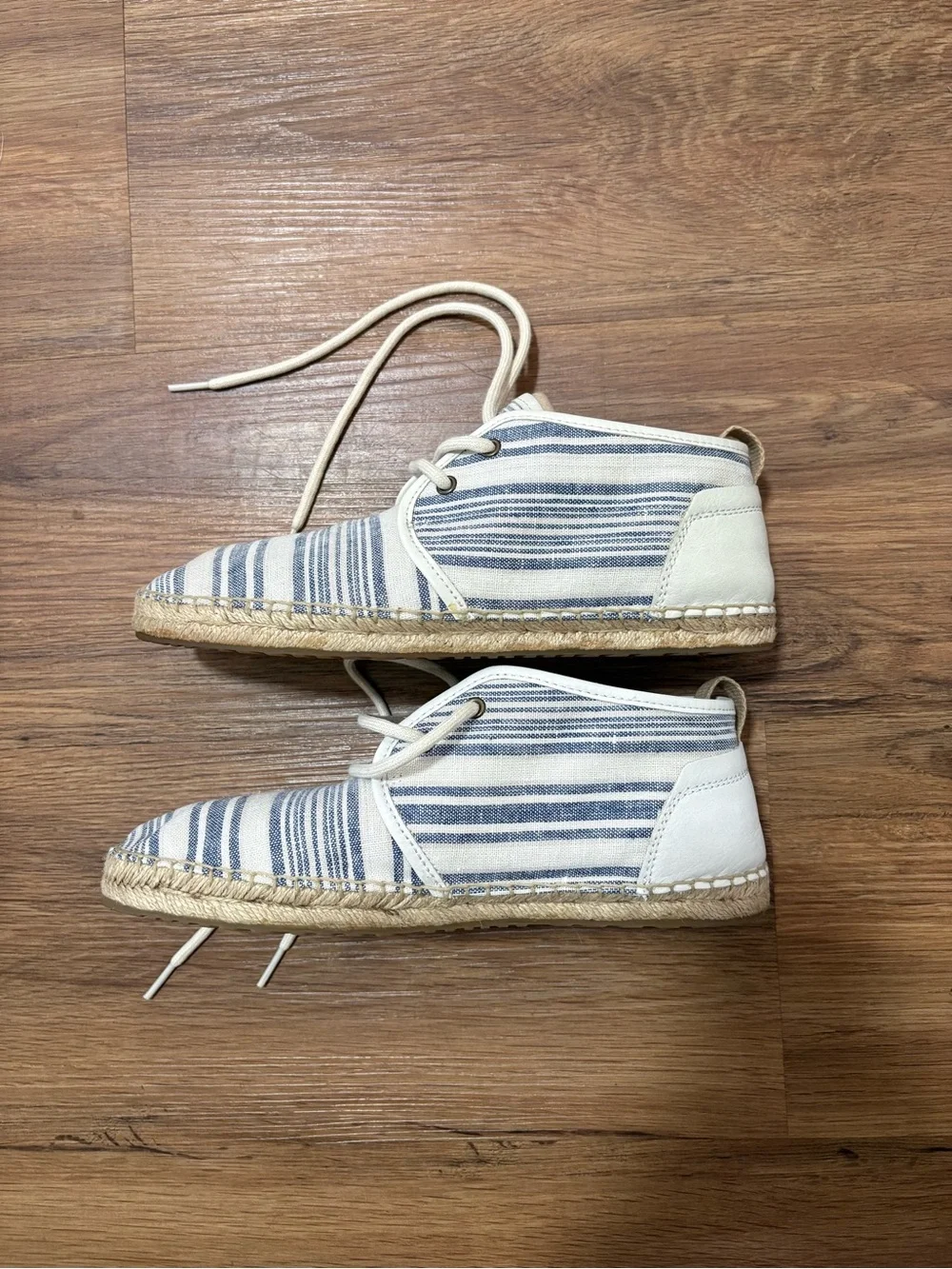 UGG M Chuck Stripe Mens Size 8 Blue White Canvas Chukka Espadrille Shoes w/ Box